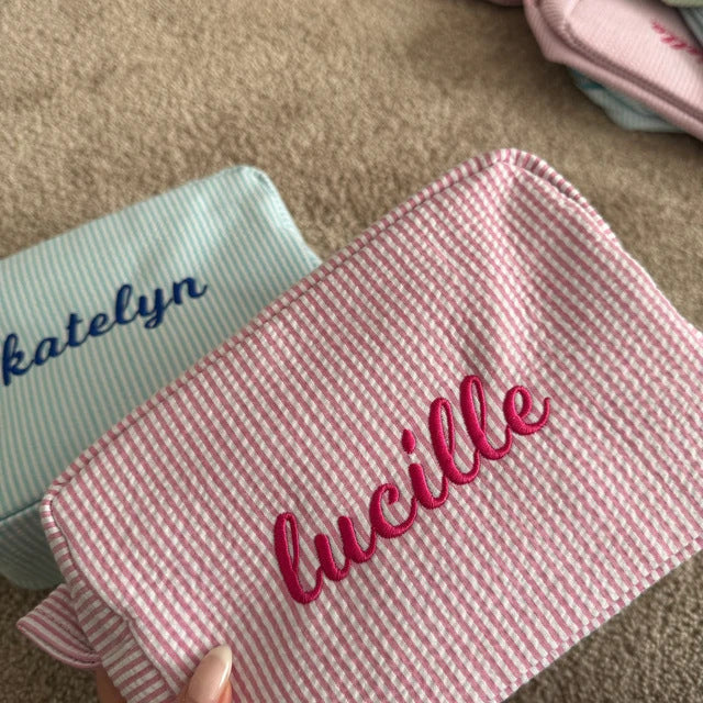 名前刺繍 オーダーメイド】化粧ポーチ ギフト / プレゼント最適 旅行用収納バッグ カスタマイズ可能