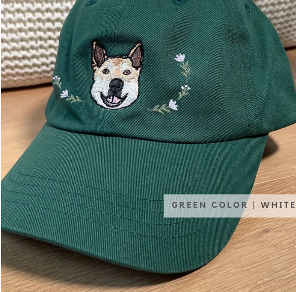 ペット写真使用 カスタム刺繍ペット帽子 パーソナライズ済みの犬用・猫用帽子