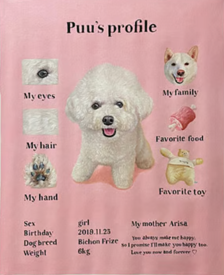 ✨ペットプロフィール額縁 愛犬 / 愛猫のオリジナルデザインアートワーク ペットギフト