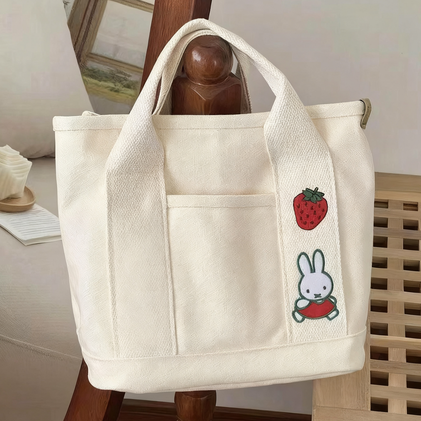オーダーメイド刺繍キャンバストートバッグ カスタマイズ可能 可愛いデザイン 日常使い・ギフトに最適