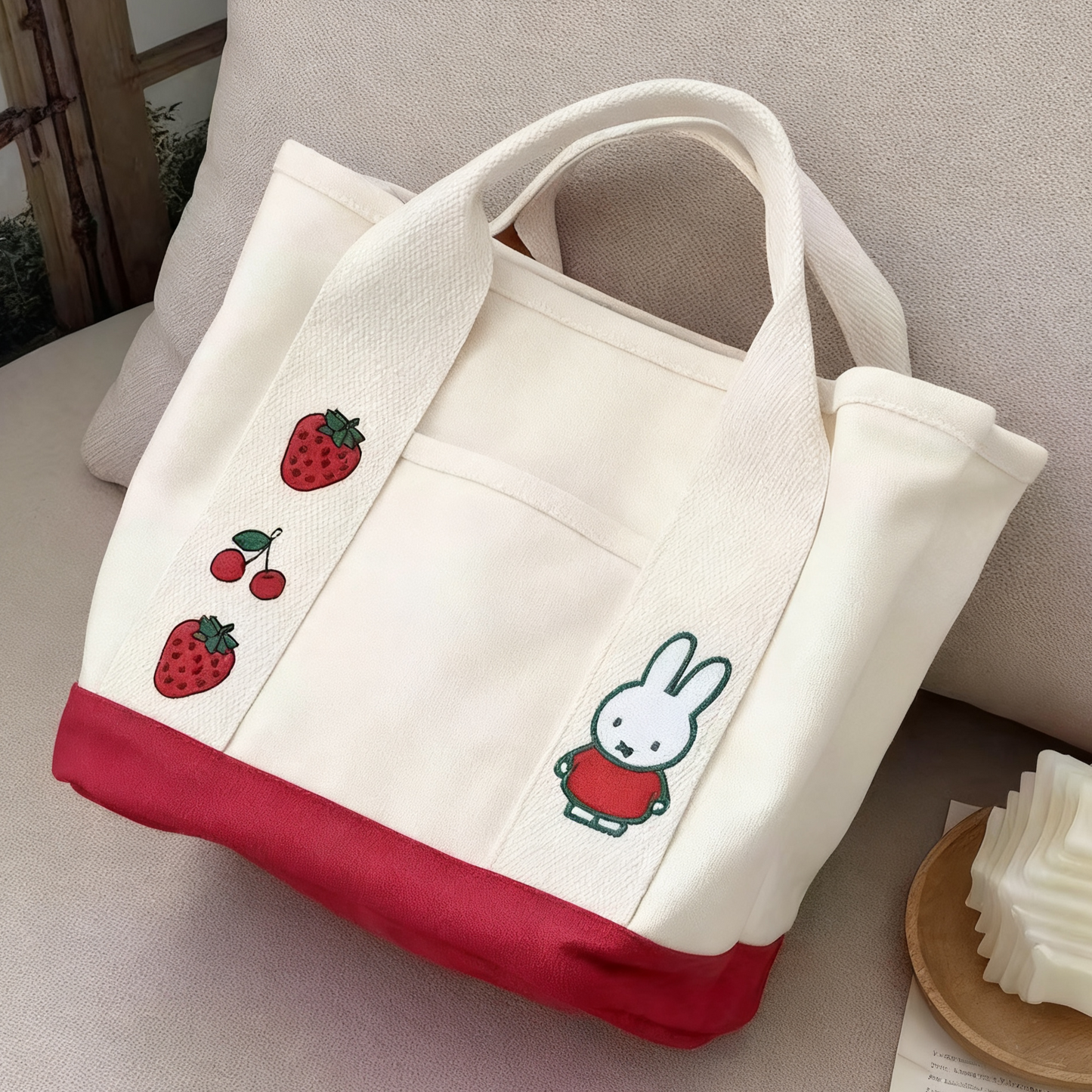 オーダーメイド刺繍キャンバストートバッグ カスタマイズ可能 可愛いデザイン 日常使い・ギフトに最適