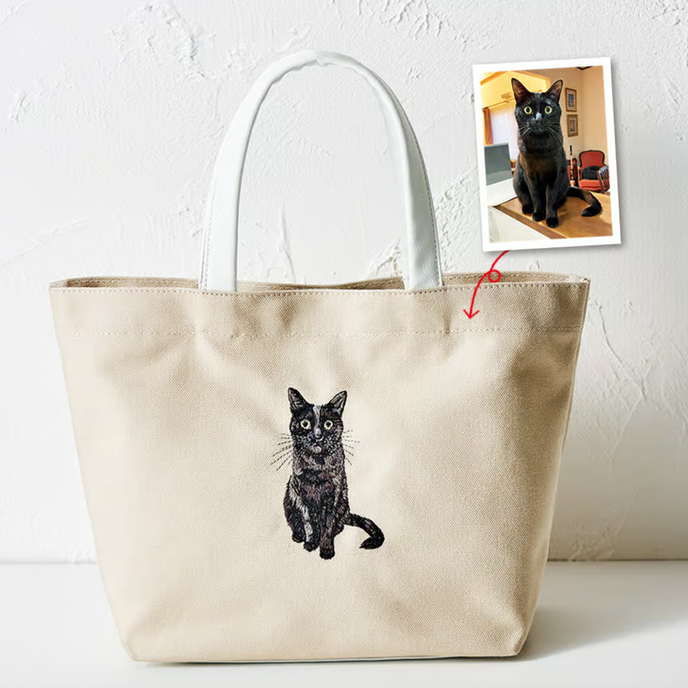 オーダーメイド うちの子刺繍ミニバッグ|愛猫・愛犬写真刺繍トートバッグ オリジナルカスタマイズ