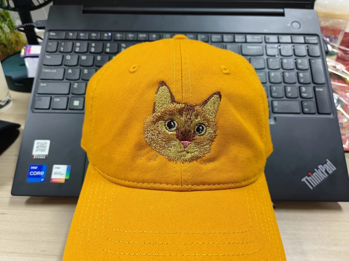 パーソナライズド ペットポートレート 野球帽 - イエロー カスタム刺繍キャップ