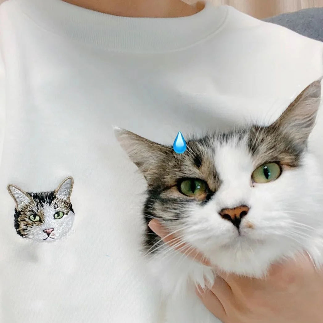 犬/猫/ペット/子供の写真 カラー刺繍 アバター を入れたカスタマイズされた長袖スウェットシャツ