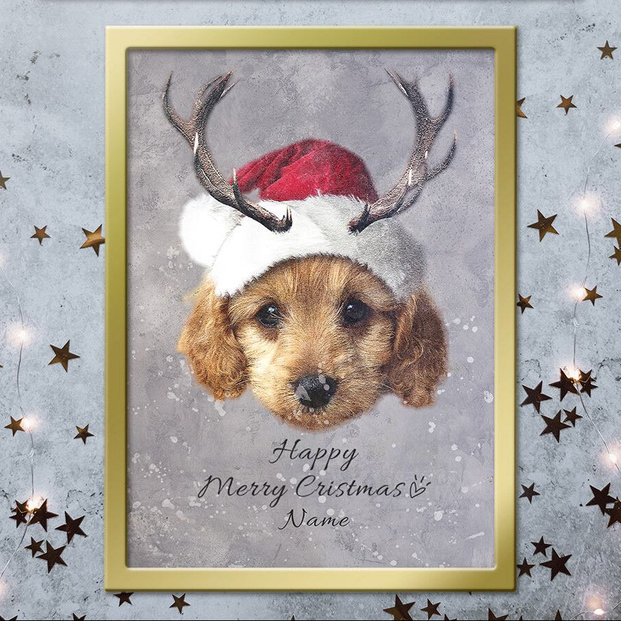 🎄【PAW&ART クリスマスエクスクルーシブ】オーダーメイドサンタ & トナカイペットアート額縁 クリスマス限定
