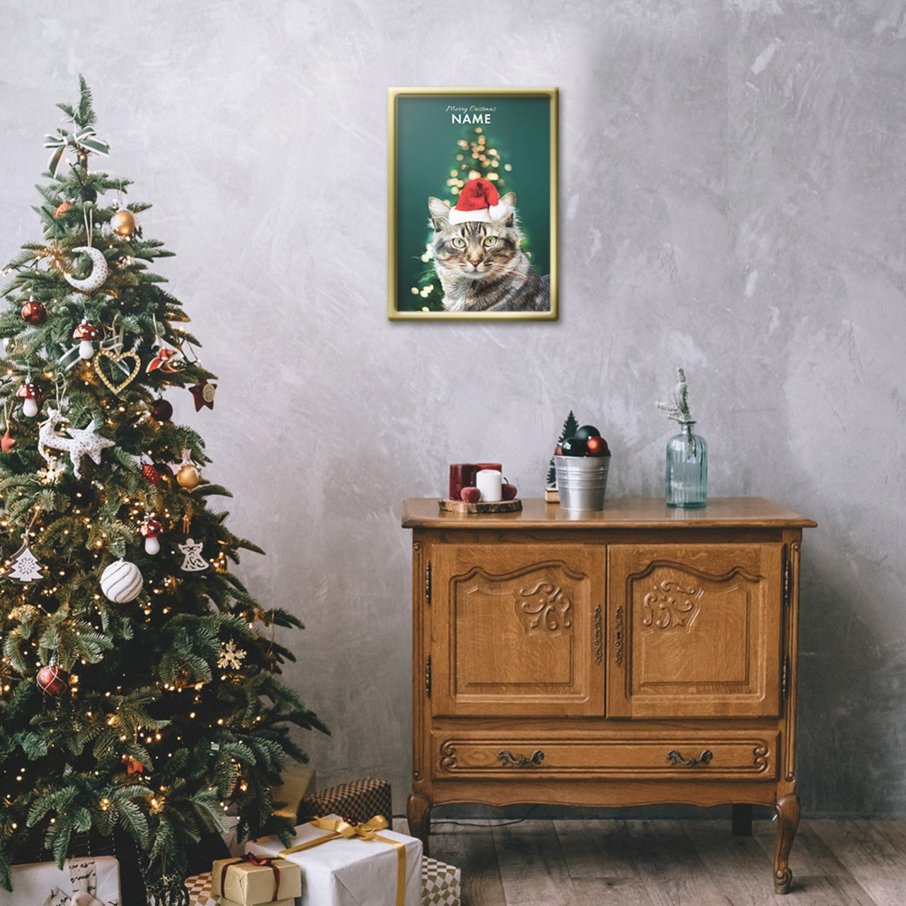 🎄【PAW&ART クリスマスエクスクルーシブ】オーダーメイドサンタペットアート額縁 クリスマス限定