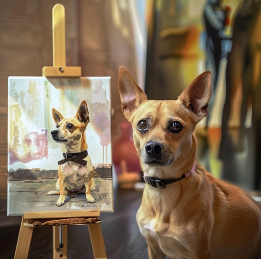 🌟【PAW&ART ヴィンテージ水彩レトロ】カスタマイズペット肖像キャンバス｜ノスタルジック色使いで愛犬愛猫の柔らかな表情を刻むアート