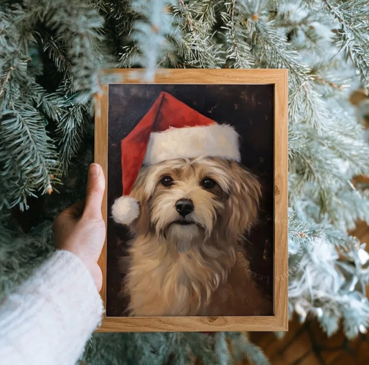 🌟カスタマイズ可 クリスマス帽子ペット肖像ポートレート オリジナルプレゼント