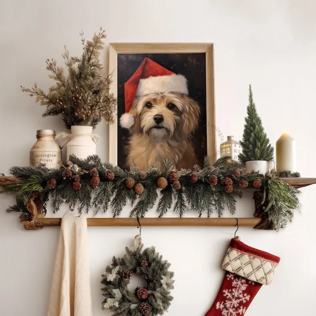 🌟カスタマイズ可 クリスマス帽子ペット肖像ポートレート オリジナルプレゼント