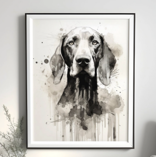 🌟【PAW&ART モノクロ】ミニマルインテリアアート｜水彩風ペットポートレート