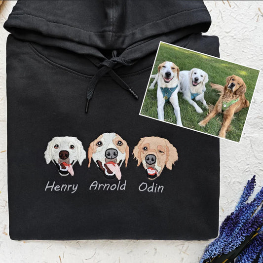 【ペット写真刺繍 オーダーメイド】愛犬 / 愛猫刺繍パーソナライズ長袖パーカー ペット愛好家ギフト カスタマイズパーカー