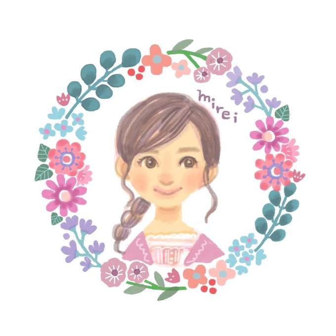 🌟【水彩風】オーダーメイド似顔絵 SNS アイコン セミオーダーデザイン 花いっぱいフレーム ペット / 赤ちゃん対応 カスタムプロフィール画像