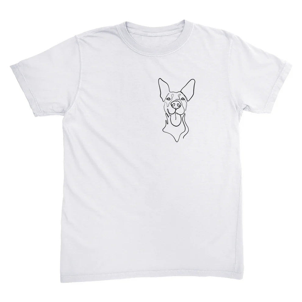 【Pawlistyle 印絵】ワンライン カスタムペットポートレート Tシャツ｜手描き 似顔絵 ギフト オリジナル