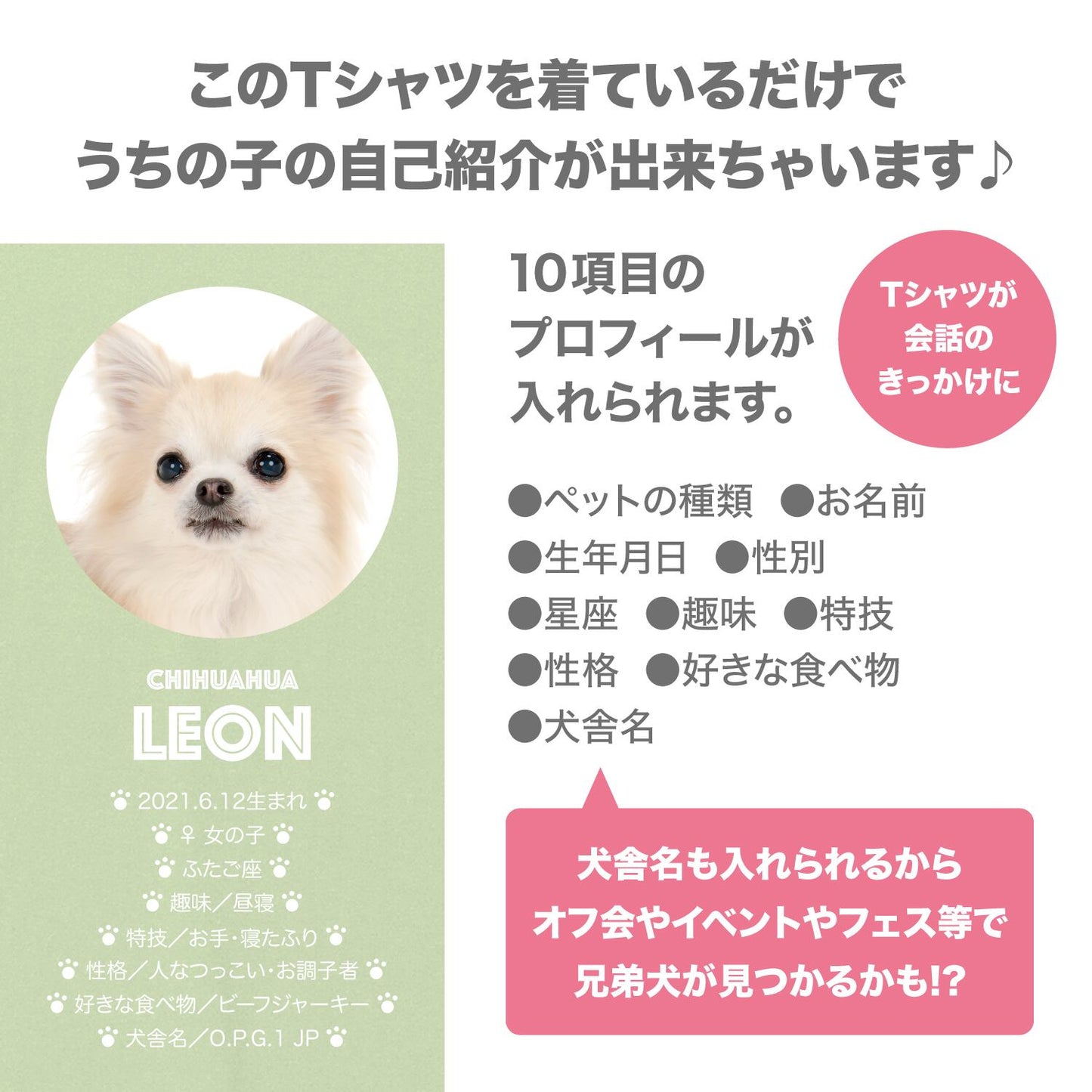 オーダーメイド 愛犬ロン専用Tシャツ｜写真+メッセージ入り