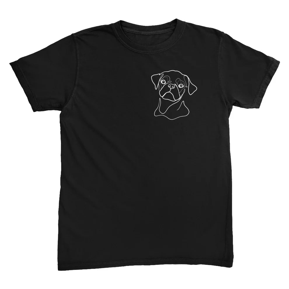 【Pawlistyle 印絵】ワンライン カスタムペットポートレート Tシャツ｜手描き 似顔絵 ギフト オリジナル
