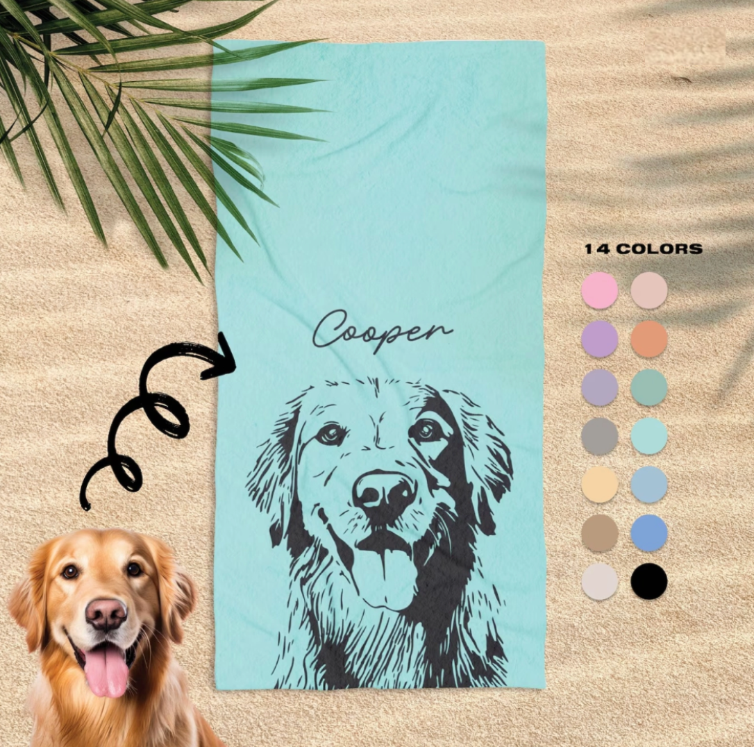 カスタマイズ可能な水色のビーチタオル