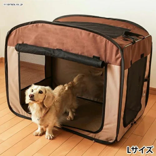 折りたたみペットソフトケージ｜PVC 加工・汚れ拭き取り可能｜車載用シートベルト固定対応｜災害緊急・外出・来客対策用｜メッシュファスナー・側面扉付き