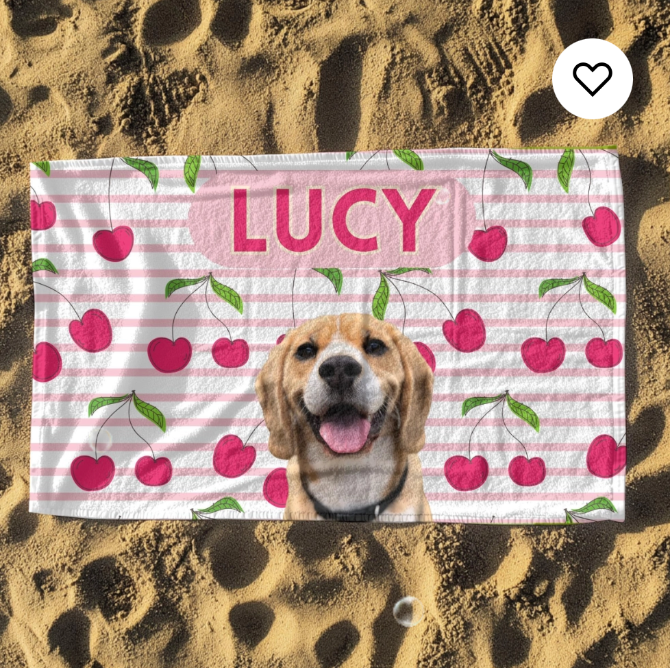 ピンクと白のストライプビーチタオル