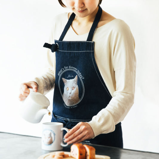 オリジナルペットエプロン 世界に 1 つだけのうちの子柄 料理ギフトに最適 2 種類デザイン選べる