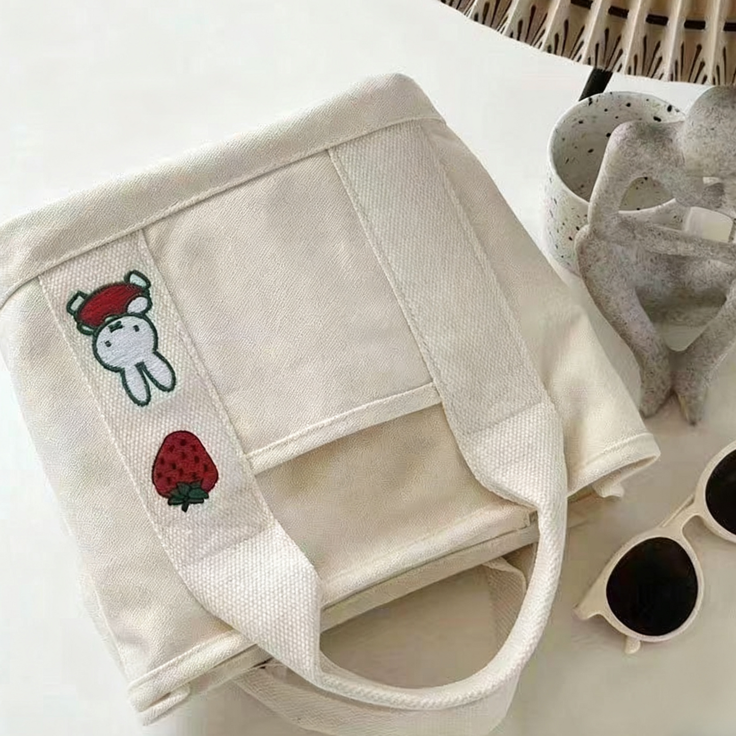 オーダーメイド刺繍キャンバストートバッグ カスタマイズ可能 可愛いデザイン 日常使い・ギフトに最適