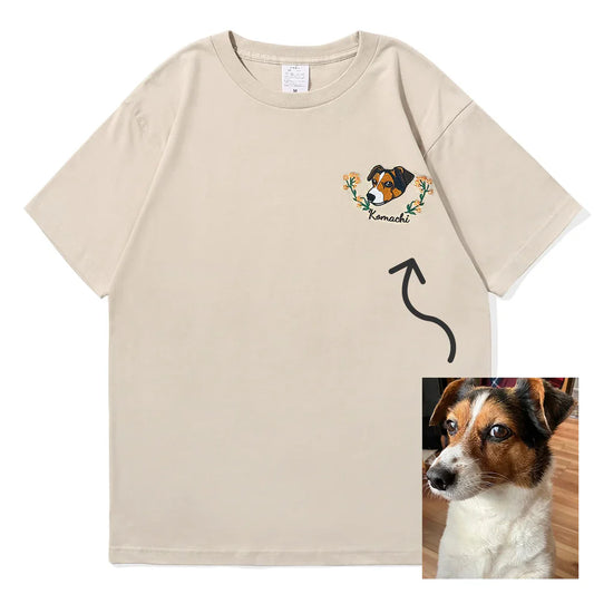 刺繍で写した愛犬 T シャツ カスタムペット刺繍 T シャツ オーダーメイドペット服