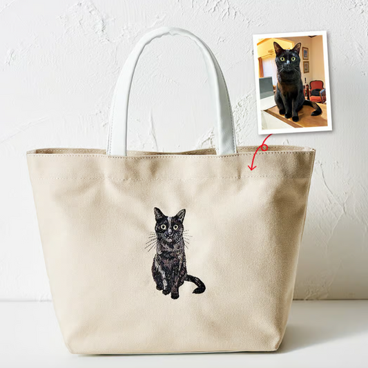 オーダーメイド うちの子刺繍ミニバッグ｜愛猫・愛犬写真刺繍トートバッグ オリジナルカスタマイズ