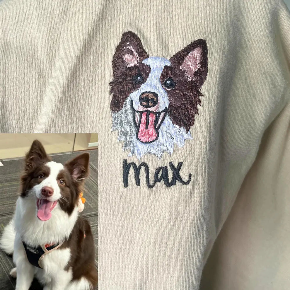 オリジナルペット刺繍スウェット 愛犬・愛猫似顔絵カスタムパーカー ペット好きへのプレゼント最適