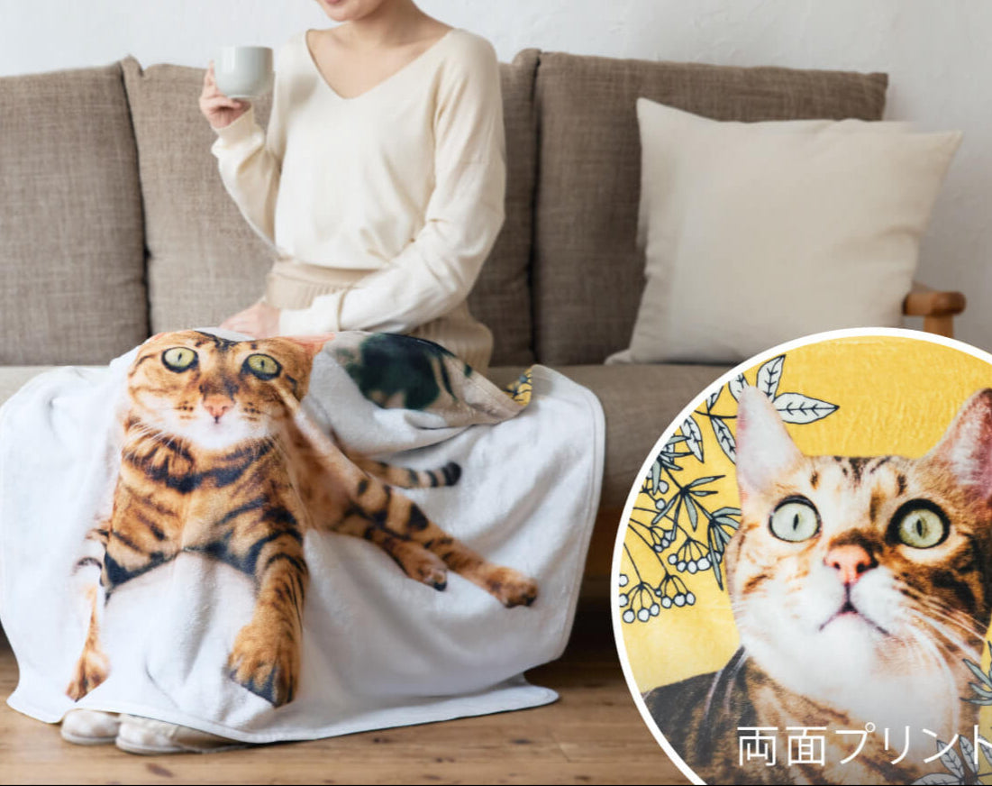 オリジナルペット両面プリントブランケット うちの子写真カスタマイズ 愛らしいペットとのくつろぎアイテム