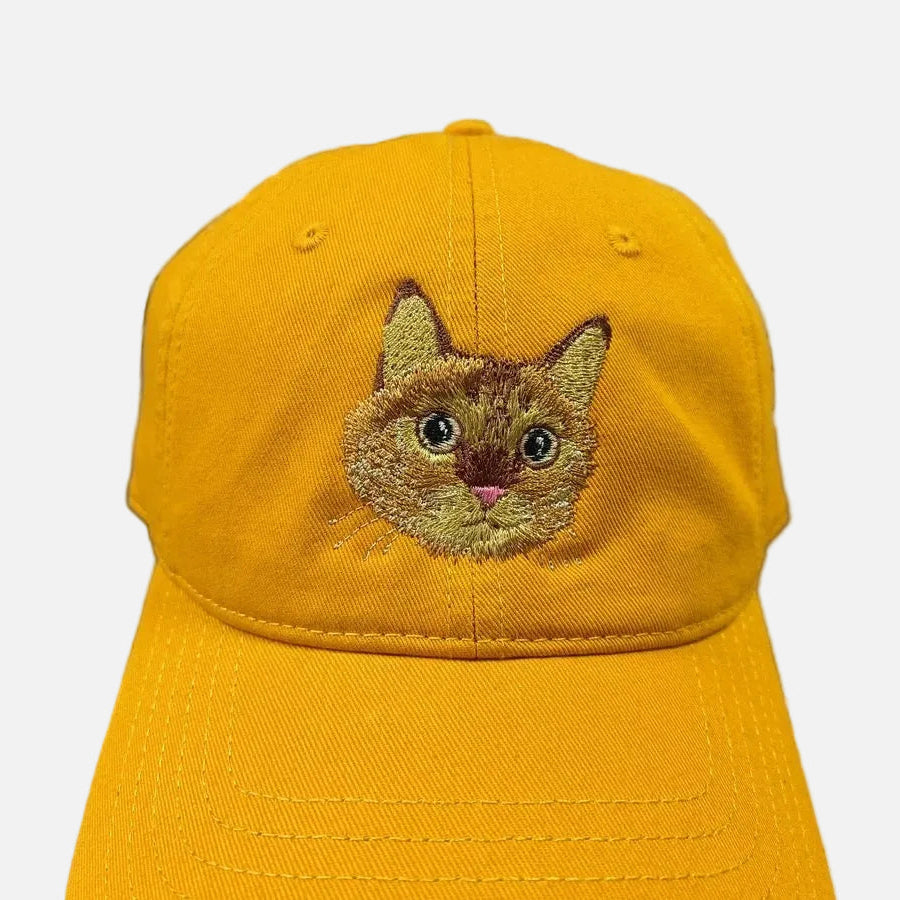 パーソナライズド ペットポートレート 野球帽 - イエロー カスタム刺繍キャップ