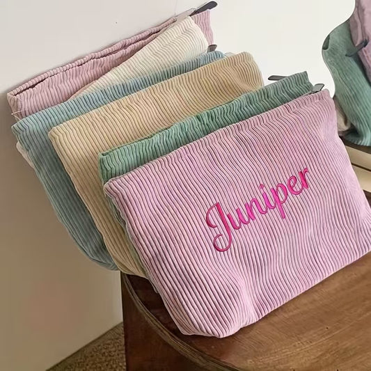 名入れ・ロゴ刺繍 コーデュロイポーチ | お散歩バッグ・小物入れに最適
