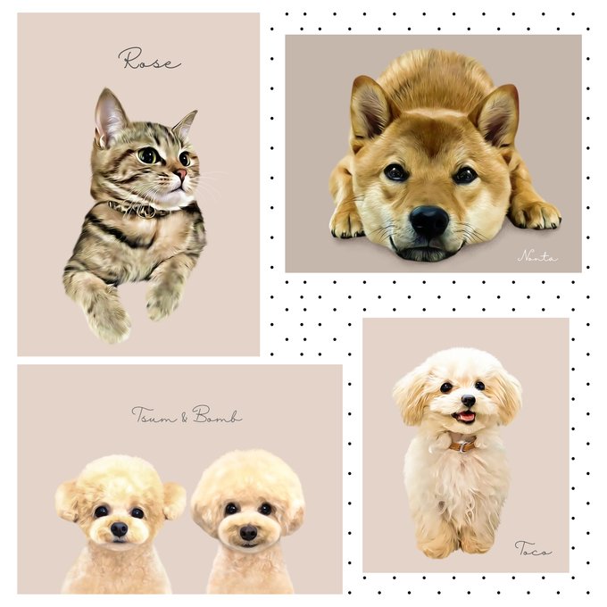 🌟【オーダーメイド】ペット似顔絵 水彩風アート 犬猫カスタムイラスト オリジナルポートレート 記念日ギフト