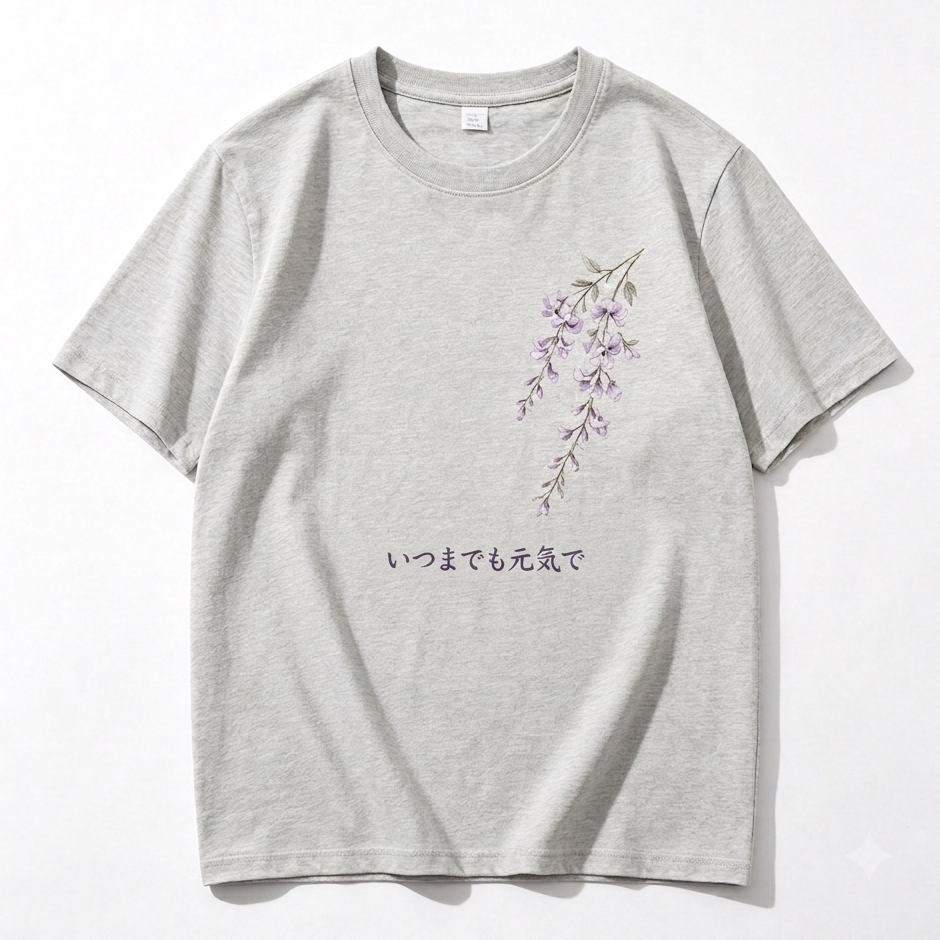 【Pawlistyle 印絵】敬老の日 名入れ プリント Tシャツ | 富士山・藤の花 和风デザイン ギフト プレゼント