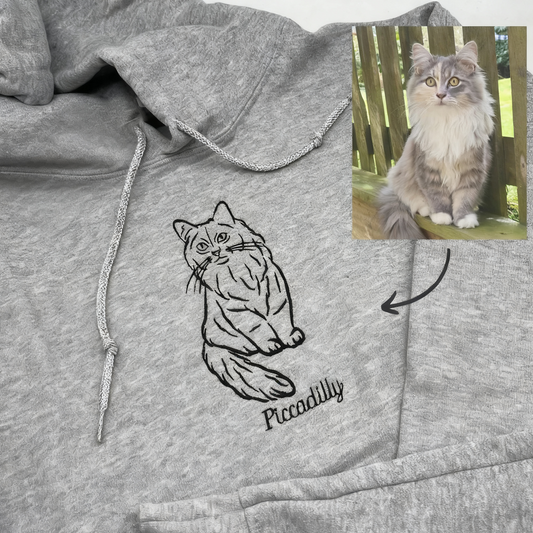 大人用ペット似顔絵カスタマイズフーディー - 愛犬・愛猫刺繍パーソナライズパーカー