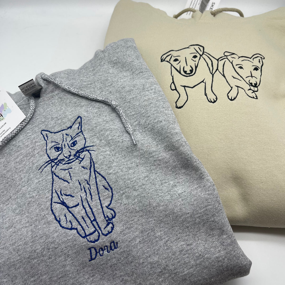 大人用ペット似顔絵カスタマイズフーディー - 愛犬・愛猫刺繍パーソナライズパーカー