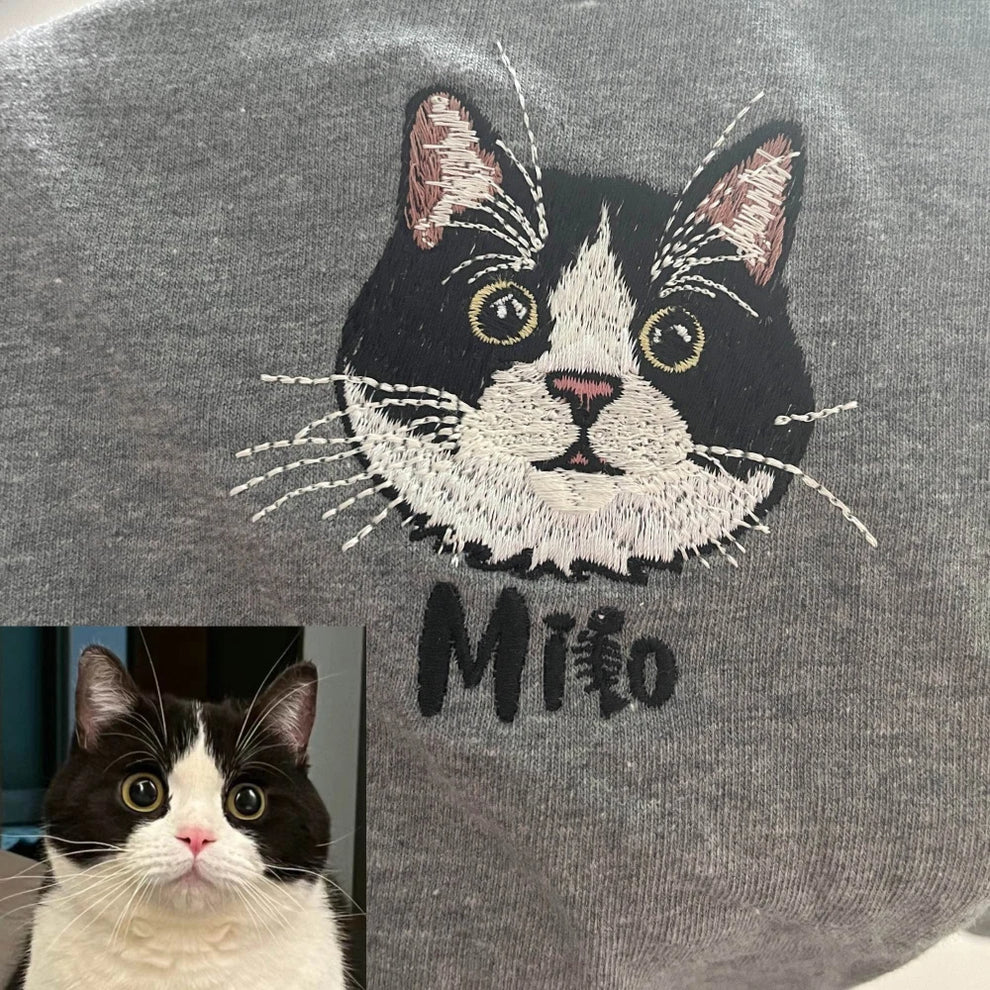 オリジナルペット刺繍スウェット 愛犬・愛猫似顔絵カスタムパーカー ペット好きへのプレゼント最適