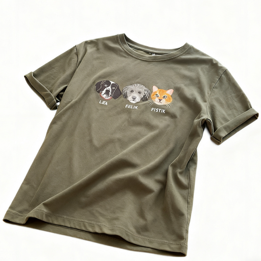 【オーダーメイド】愛犬・愛猫刺繍 T シャツ ペット写真カスタム Tee ペット好きに最適なギフト