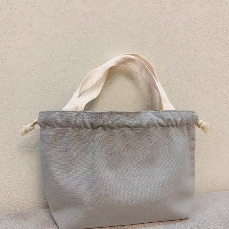 和風商店柄 キャンバストートバッグ｜レディース エコバッグ 巾着付き 手提げ 通勤通学 お買い物 お弁当用