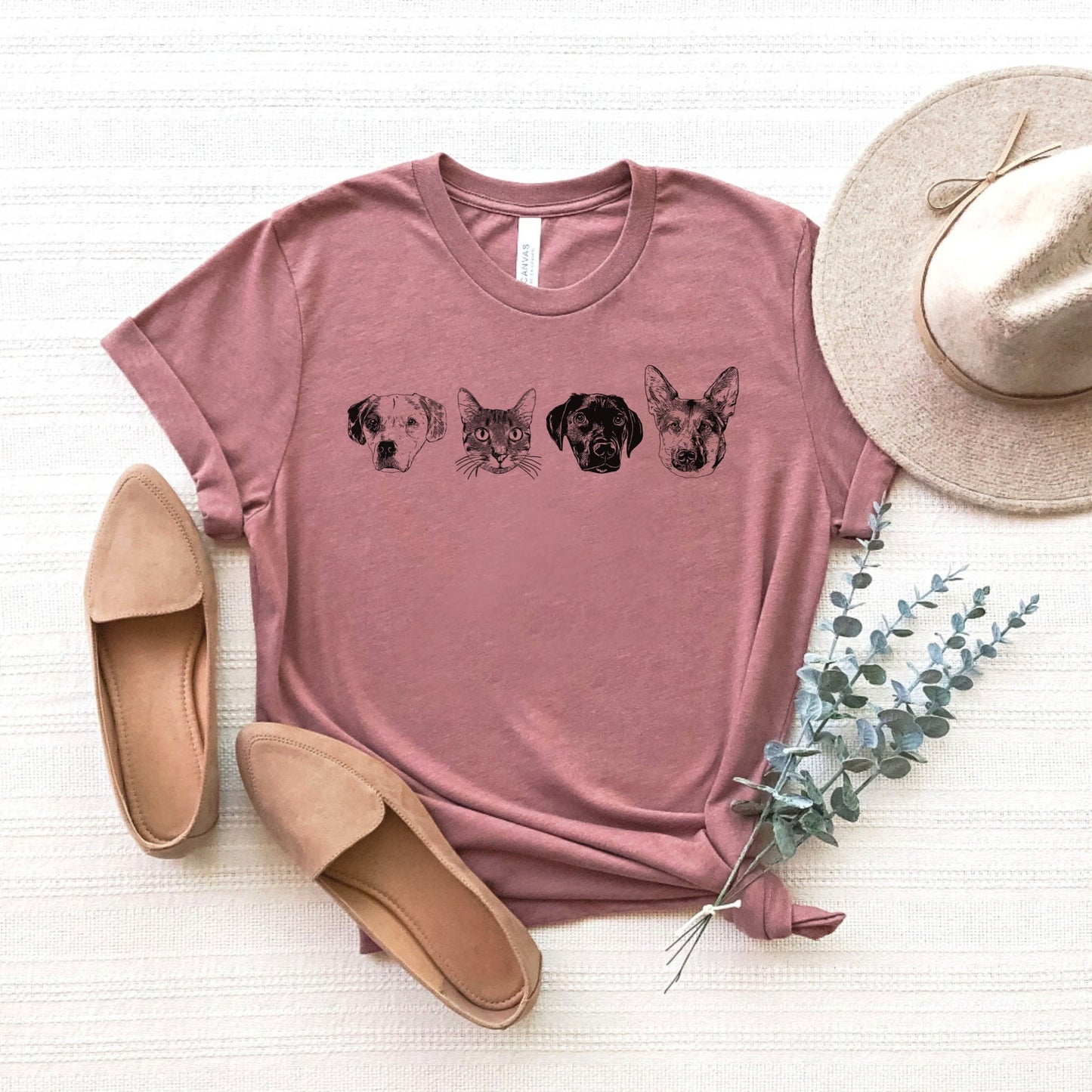 【Pawlistyle 印刷】オーダーメイドペット顔プリントTシャツ｜愛犬・愛猫 カスタム 半袖 ユニセックス プレゼント
