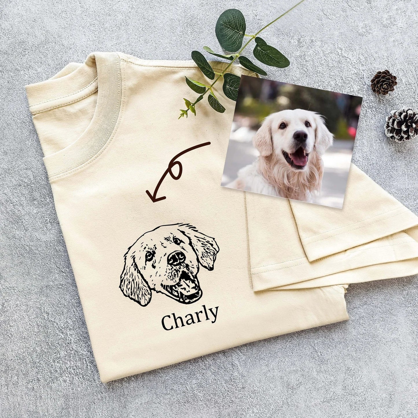 犬/猫/ペット/子供の写真 アバター を入れたカスタマイズされた Ｔシャツ 大きなアバター