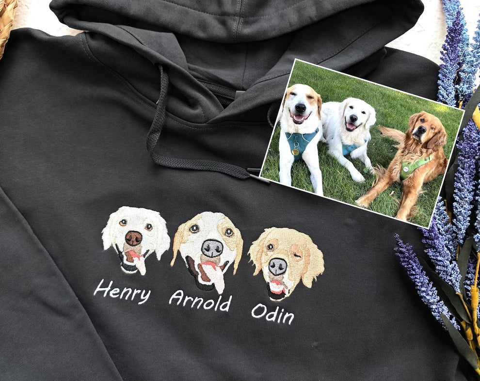 【ペット写真刺繍 オーダーメイド】愛犬 / 愛猫刺繍パーソナライズ長袖パーカー ペット愛好家ギフト カスタマイズパーカー
