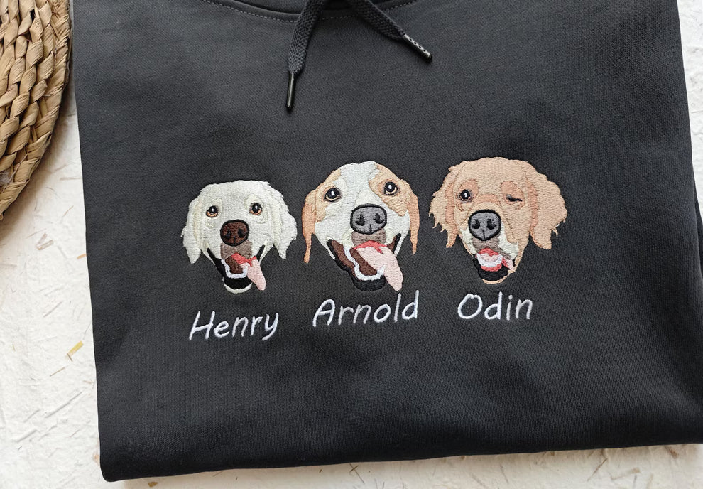 【ペット写真刺繍 オーダーメイド】愛犬 / 愛猫刺繍パーソナライズ長袖パーカー ペット愛好家ギフト カスタマイズパーカー