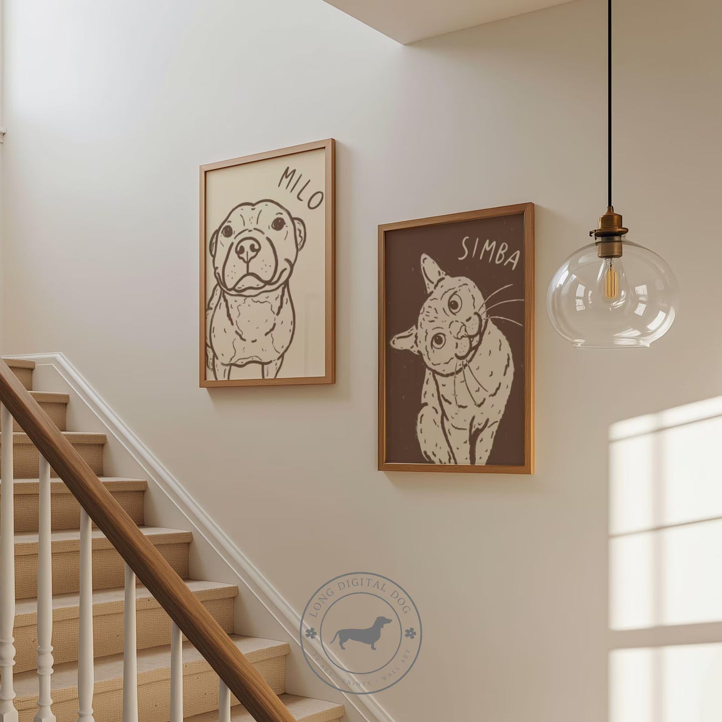 🌟【PAW&ART ミニマルラインドロー】ペット線画 肖像画 オーダーメイド | シンプルでモダンな「うちの子」イラスト