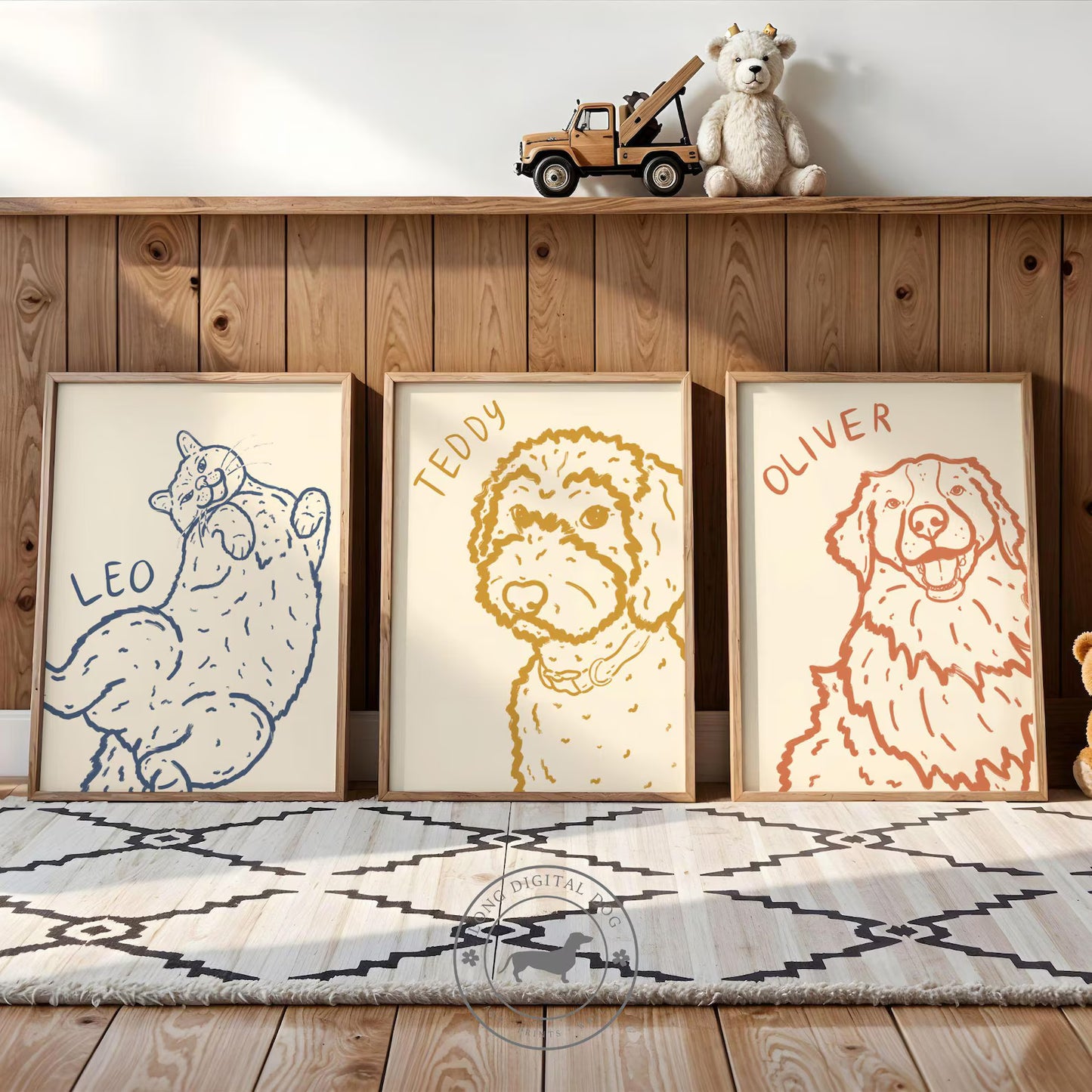 🌟【PAW&ART ミニマルラインドロー】ペット線画 肖像画 オーダーメイド | シンプルでモダンな「うちの子」イラスト