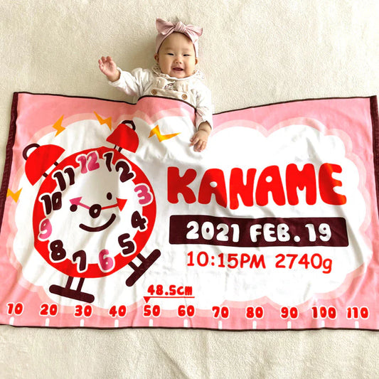ビーチタオル｜生誕時計柄 名前 + 誕生日（時間）カスタマイズ
