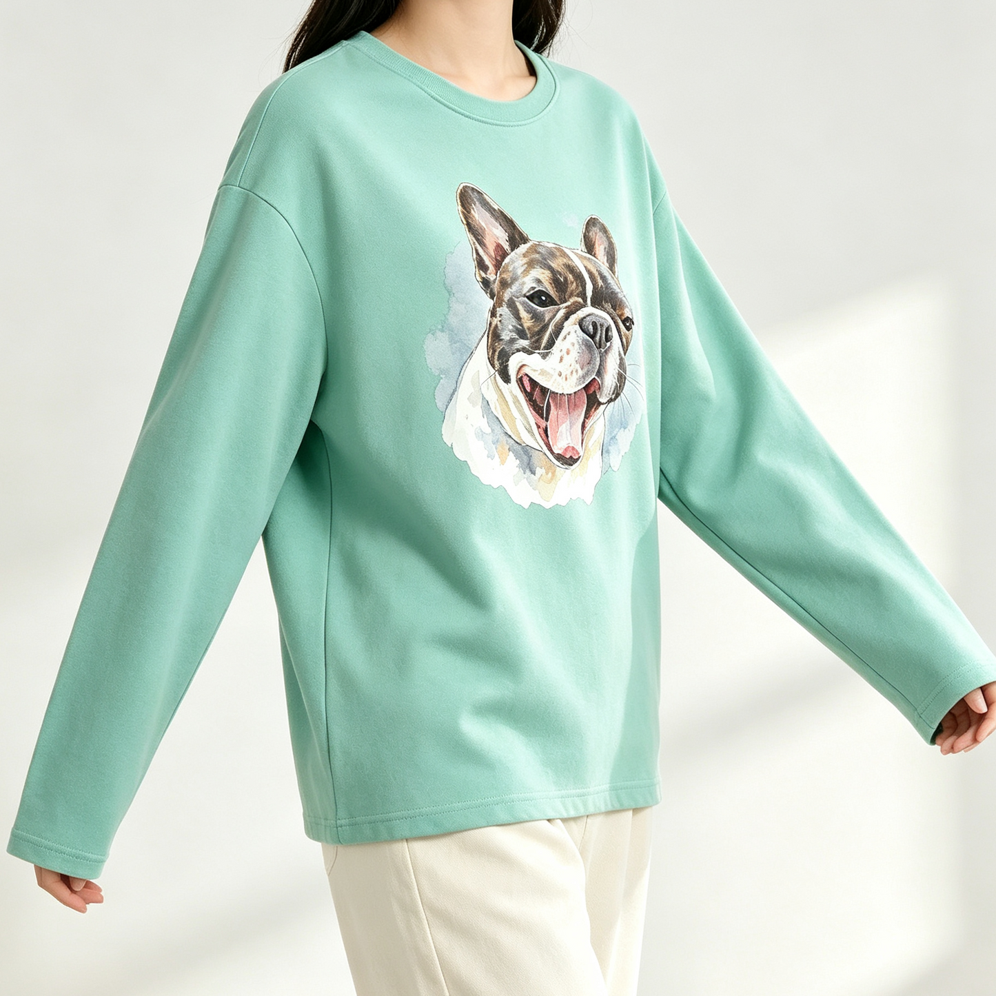 愛犬の写真から作ったオーダーメイドのペット刺繍スウェットシャツ