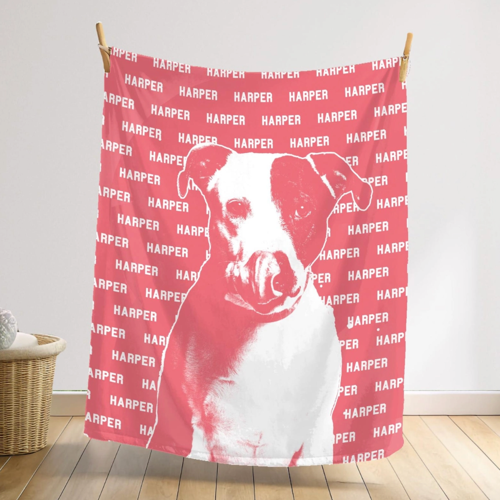 ペットカスタムブランケット ドッグ レッド フランネル 記念品プレゼント