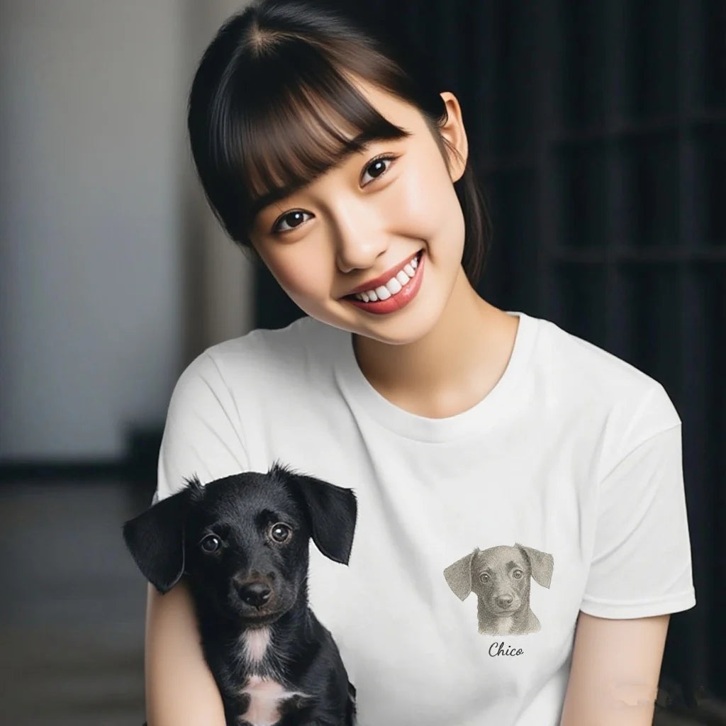 ペットカスタムTシャツ クローズアップ イラスト風プリント モフモフ表現