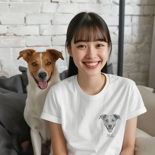ペットカスタムTシャツ 犬とのコーデ リビング着用 日常使いイメージ