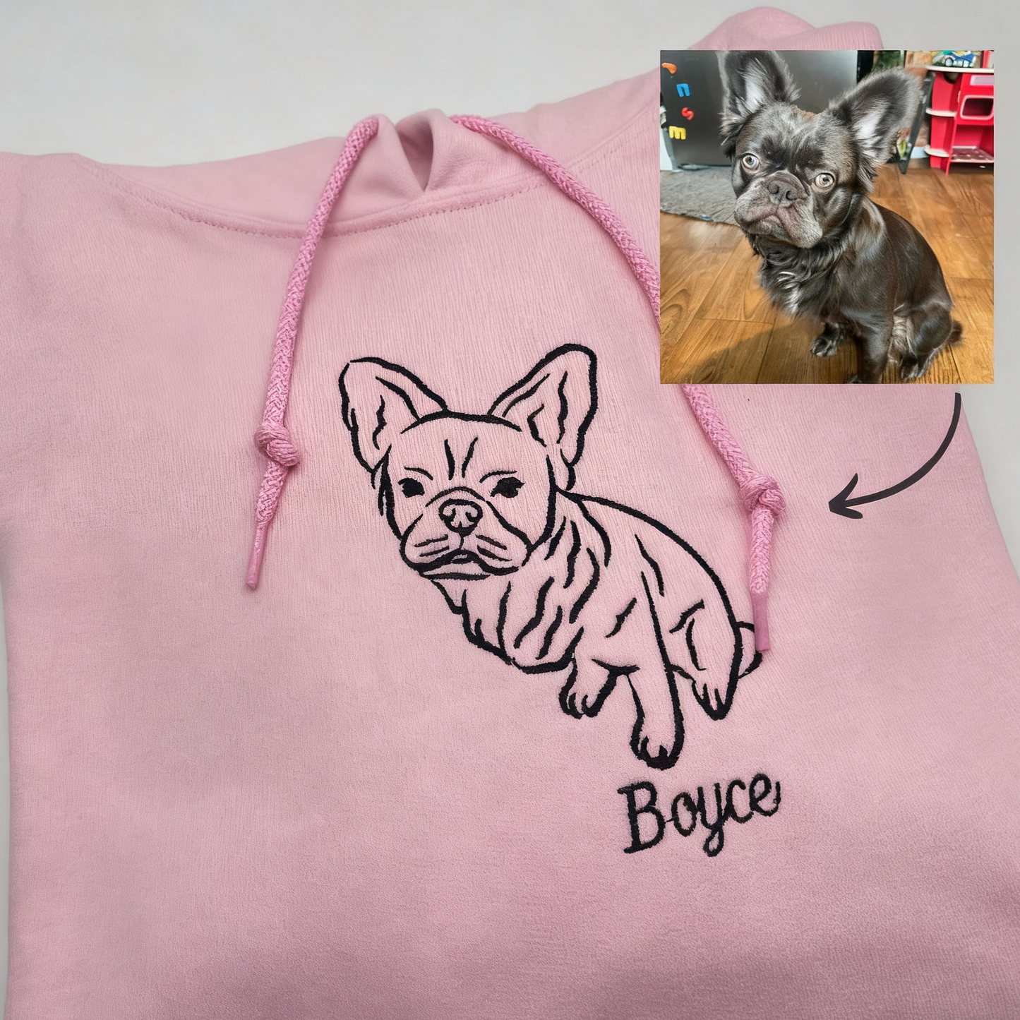 大人用ペット似顔絵カスタマイズフーディー - 愛犬・愛猫刺繍パーソナライズパーカー
