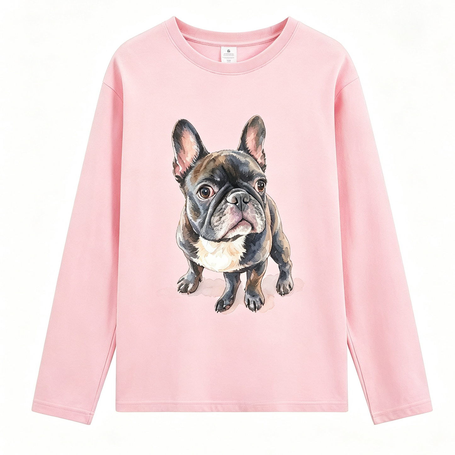 【Pawlistyle 印絵】愛犬・愛猫 水彩画風オーダーメイドロンT｜うちの子 写真から作る 長袖Tシャツ｜ふんわり手描き風 9色展開